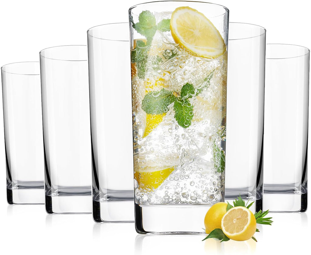 Highball Glasses Set of 6  13oz Tall Drinking Glasses  Water Glass for Kitchen  Tom Collins Glasses  Mojito Glass Cups  Cocktail Glasses for Bar Glassware
