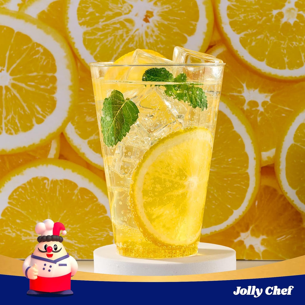 JOLLY CHEF 14 oz Clear Plastic Cups  200 Pack Heavy-duty Party Glasses  Disposable plastic cups for wedding Cocktails Tumblers  Ideal for Wedding & Party