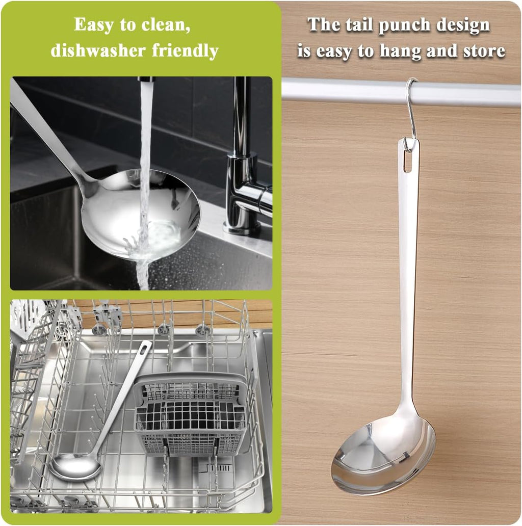 Berglander Stainless Steel Soup Ladle  11.8" Durable Ladel Spoon for Serving or Cooking  Dishwasher Safe  Durable & Rust-Resistant Cooking Utensil
