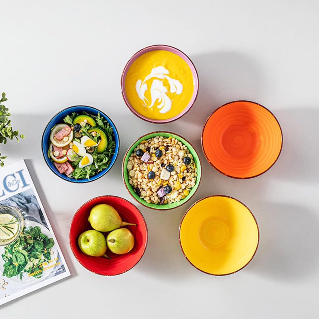 vancasso Bonita Cereal Bowls Set of 6-27 Oz Ceramic Soup Bowls  Microwave & Dishwasher Safe  6 Inch Colorful Serving Bowls for Kitchen