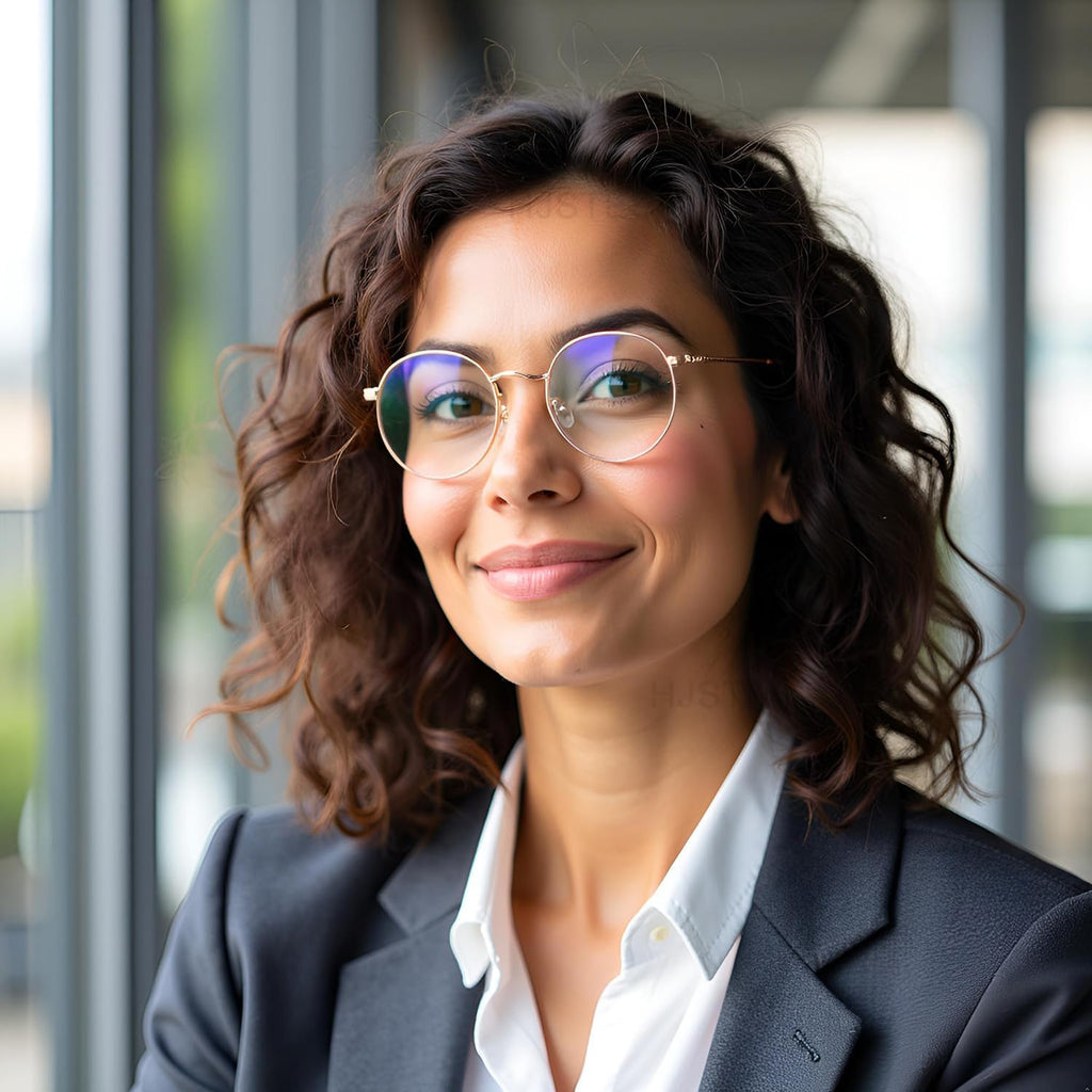 HJSTES Round Blue Light Glasses for Women Men Retro Circle Clear Lens Metal Frame Eyeglasses
