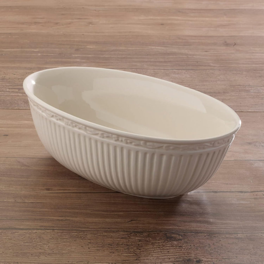 Mikasa Italian Countryside Oval Serving Bowl  10.5"  White