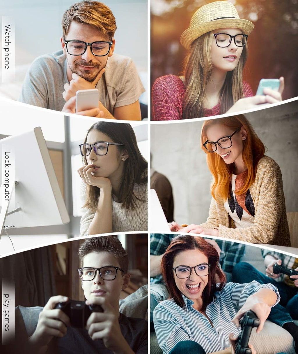 MEETSUN Blue Light Blocking Glasses  Anti Eye Strain Headache (Sleep Better) Computer Reading Glasses UV400 Transparent Lens (Black+Leopard+Tortoise  53)