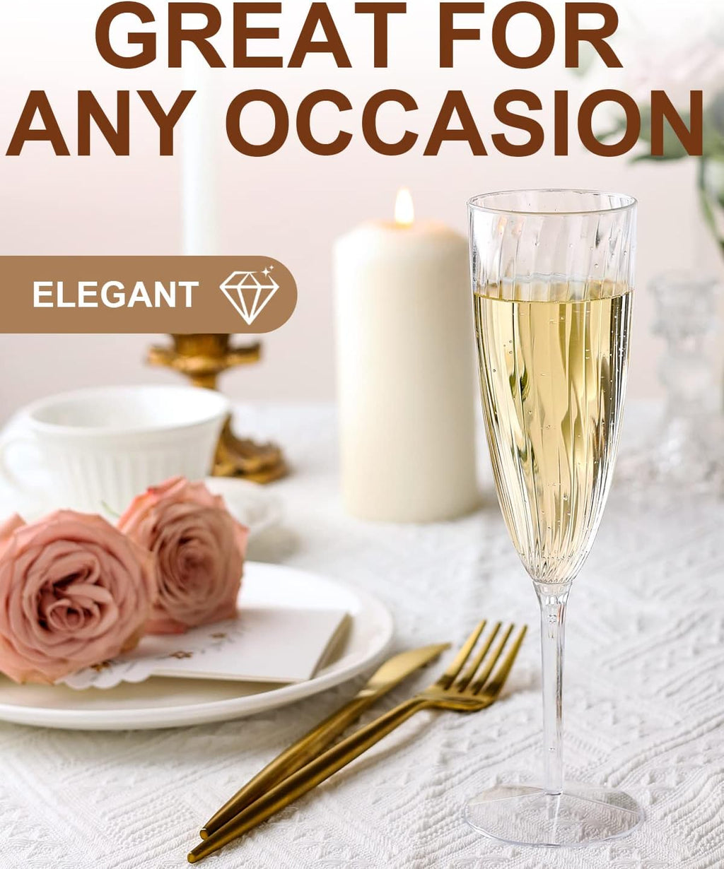 Plastic Champagne Flutes  36 PCS Clear Disposable Wine Glasses Reusable Plastic Cocktail Cups for Home Daily Life Party Birthday Wedding Toasting Drinking Champagne(6 oz)