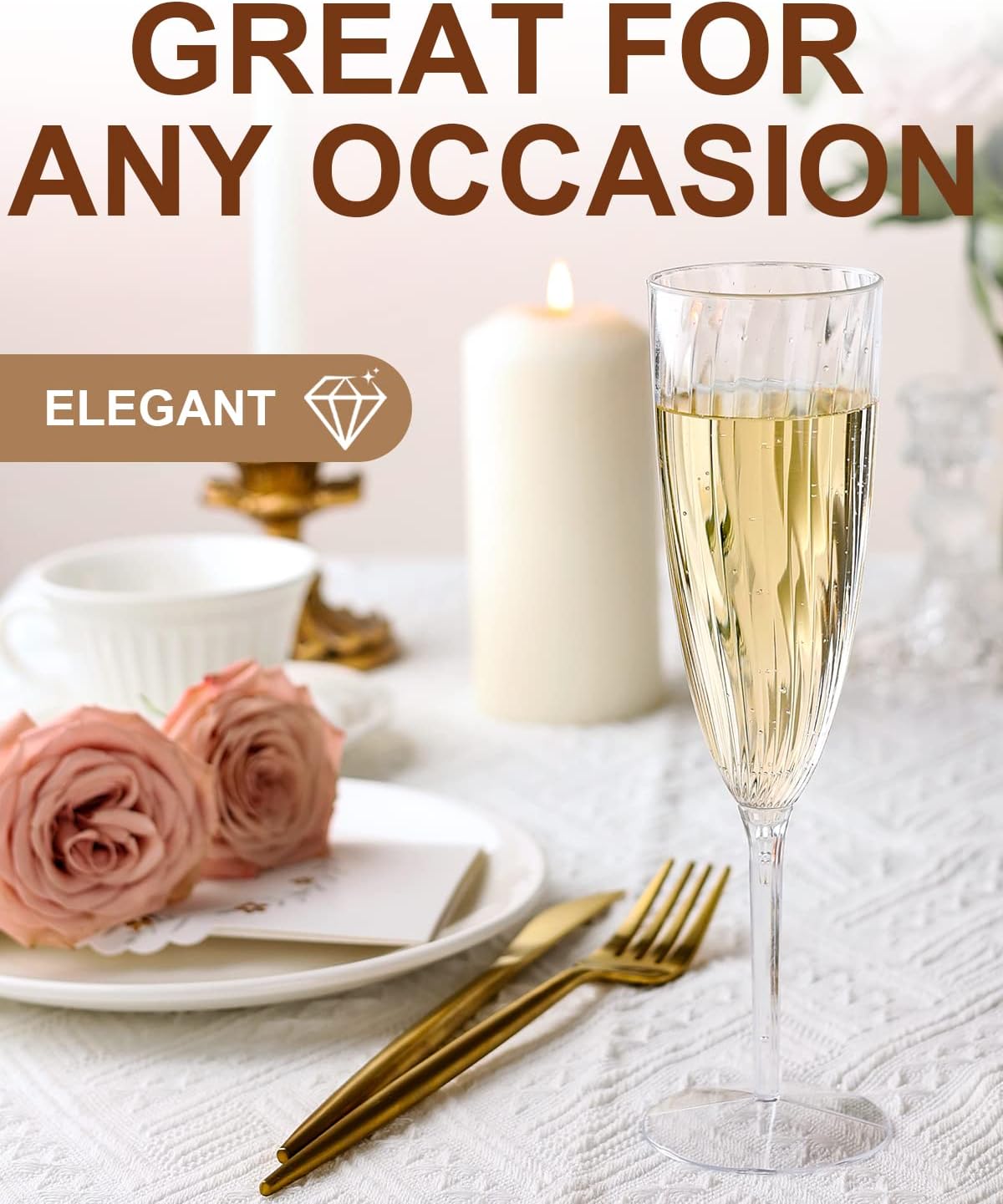 Plastic Champagne Flutes  36 PCS Clear Disposable Wine Glasses Reusable Plastic Cocktail Cups for Home Daily Life Party Birthday Wedding Toasting Drinking Champagne(6 oz)
