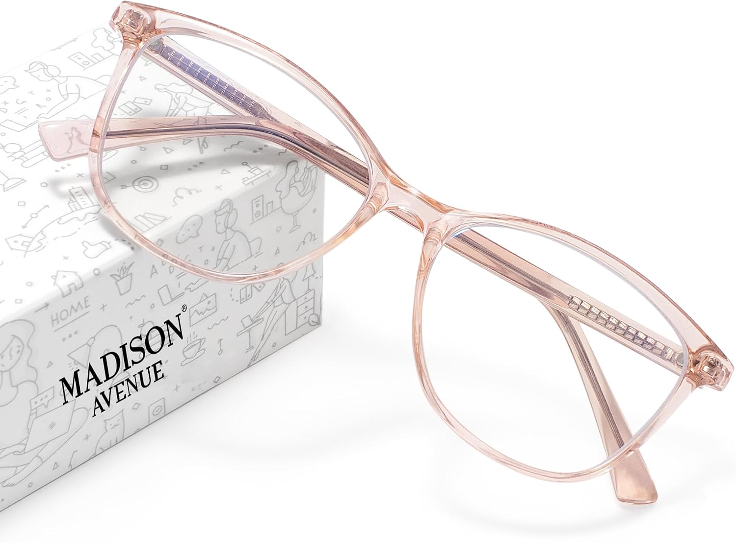 Madison Avenue Blue Light Blocking Glasses Anti Eyestrain UV Glare Blue Light Glasses for Women TV Phone Computer Gaming Eyeglasses Liberty (Crystal Brown)