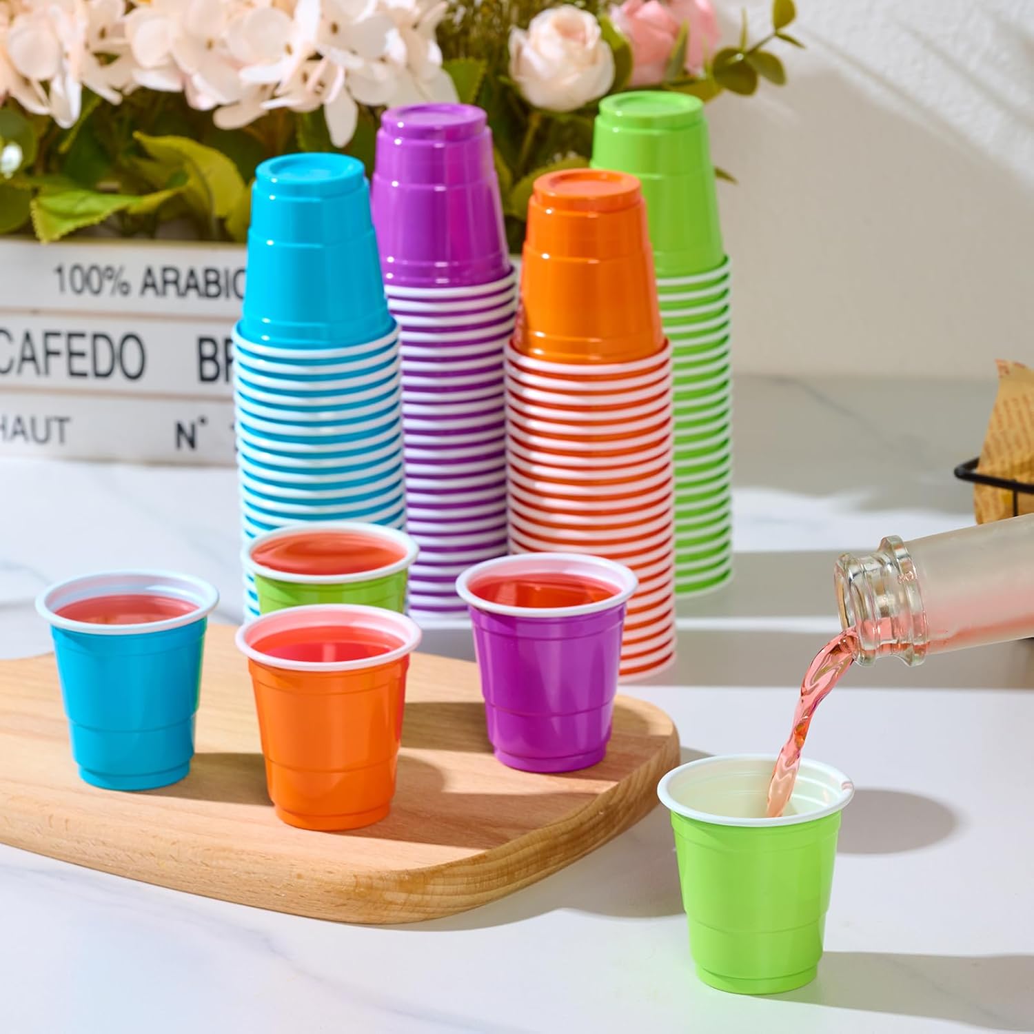 Lilymicky 600 Count 2 oz Plastic Shot Glasses  Mini Disposable Shot Cups  2 oz Assorted Color Shot Cups for Parties  Shooting Games
