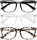 Okany Blue Light Glasses for Kids 3 Pack Blue Light Blocking Glasses for Girls Boys Computer Gaming Screen Glasses  Anti Glare Eyestrain Teen Fashion Glasses Age 3-10 (Grey Black+Transparent+Leopard)