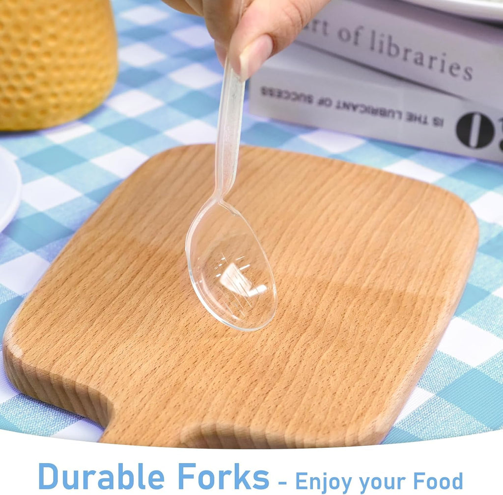 Eco Dispose 100 Count Disposable Plastic Spoons Heat Resistant and BPA Free  Heavy Duty Durable Disposable Cutlery for Party Event Supply