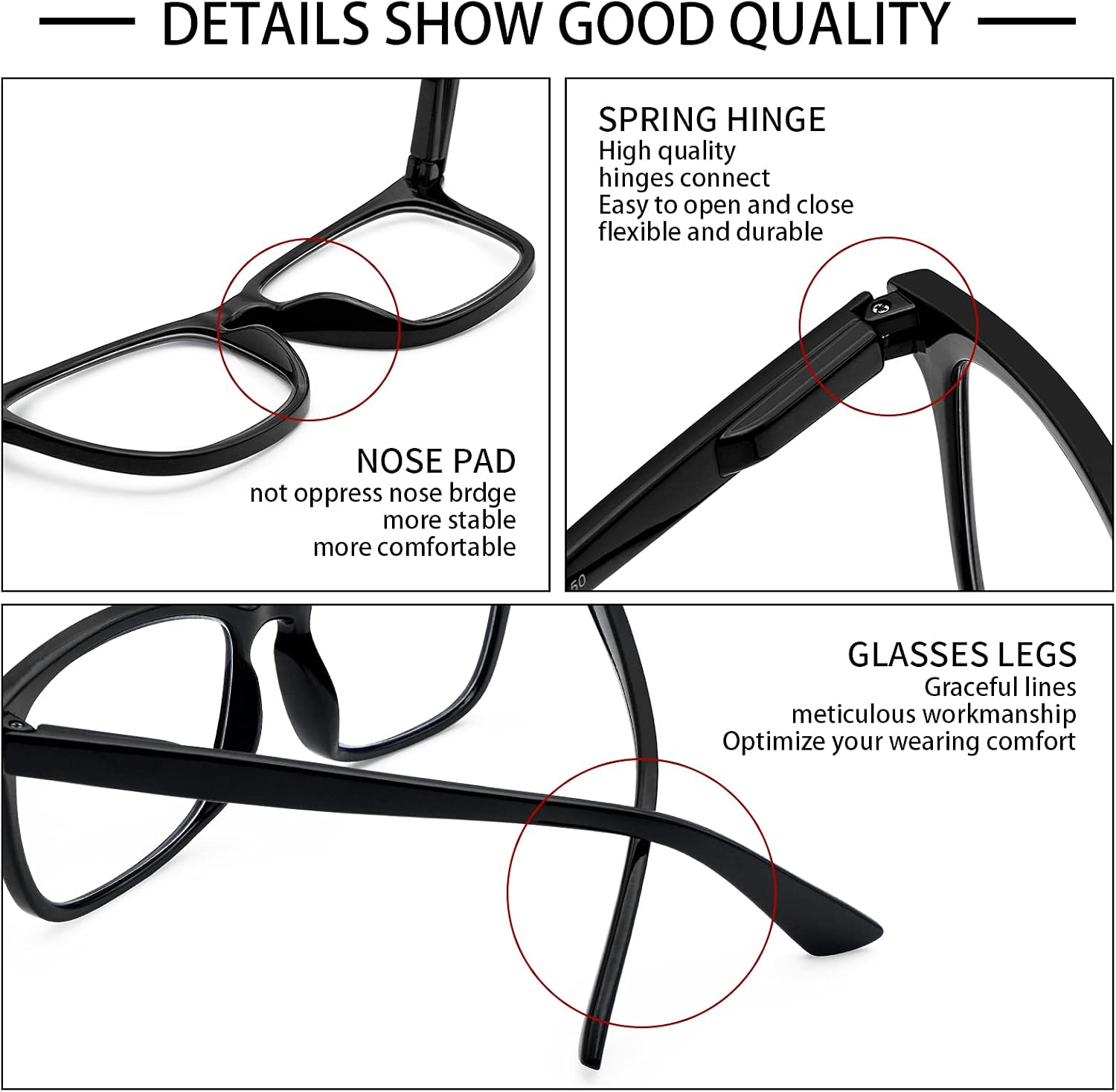 VIDEBLA 5 Pack Blue Light Blocking Reading Glasses Spring Hinge Readers for Women Men Anti UV Ray Filter Nerd Eyeglasses