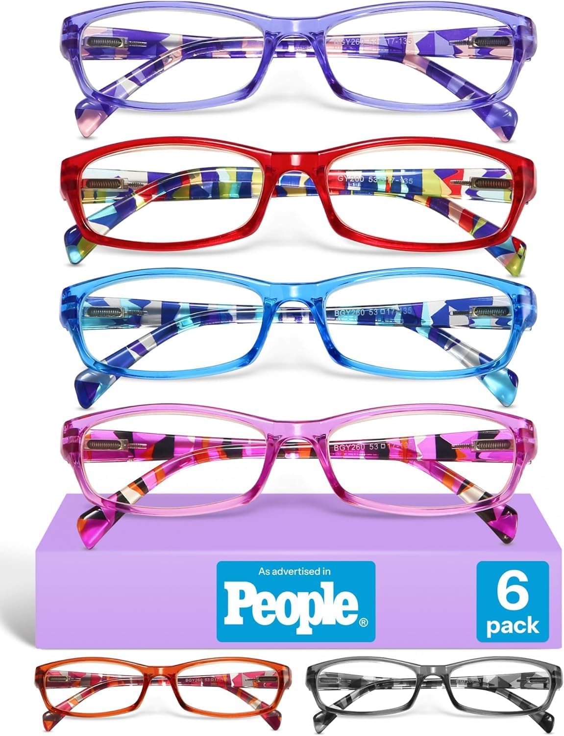 Gaoye Reading Glasses for Women  6 pack Fashion Readers for Women Spring Hinge Eye Glasses  Blue Light Reading Glasses