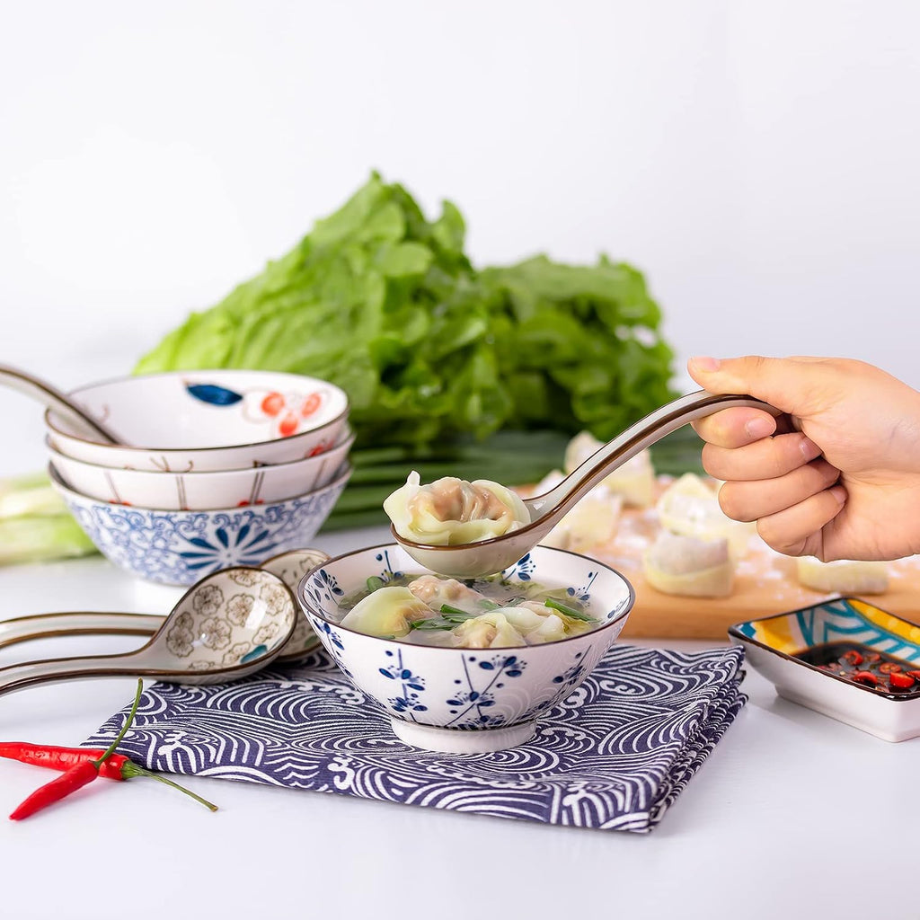 4 pieces Hand-crafted Japanese style Ceramic Soup Spoon(gift boxes including)
