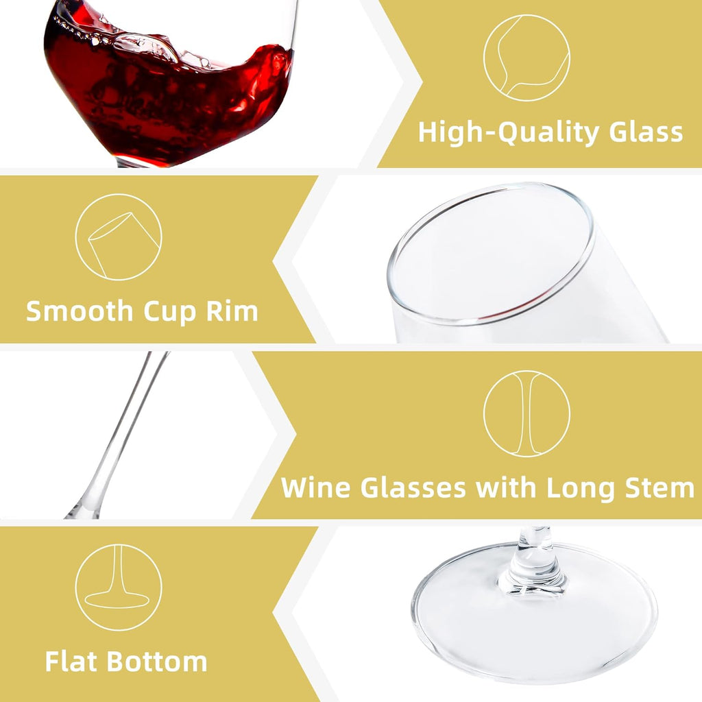 Wine Glasses Set of 12  12oz Clear Red/White Wine Cup  Long Stem Wine Glasses for Party  Wedding and Home