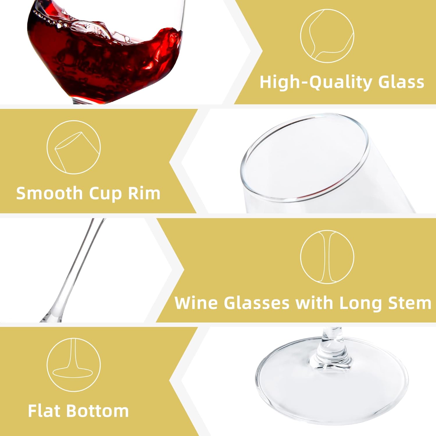 Wine Glasses Set of 12  12oz Clear Red/White Wine Cup  Long Stem Wine Glasses for Party  Wedding and Home