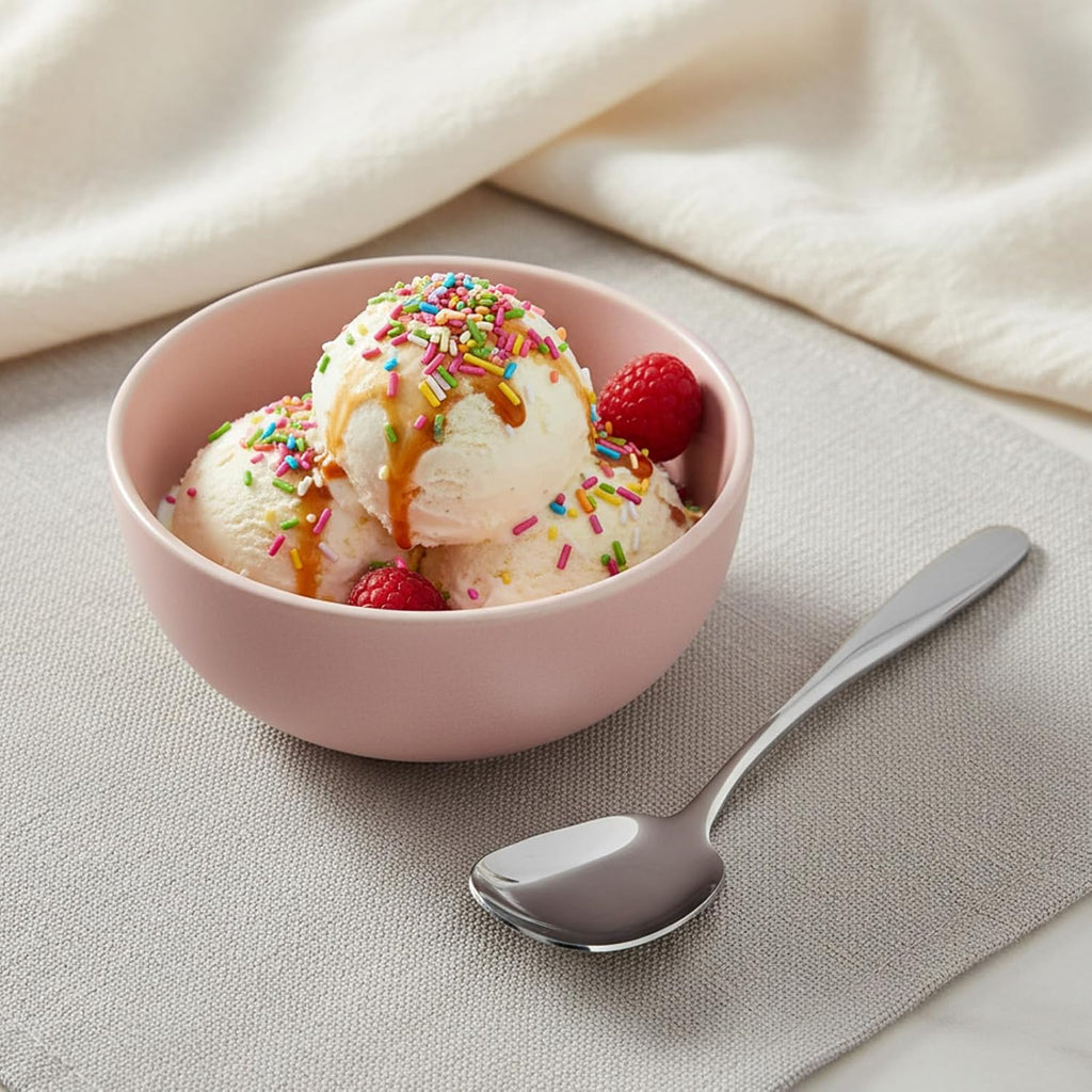 4 Pcs Ice Cream Spoon  Square Head Dessert Spoons Stainless Steel Soup Spoon Mini Shovel Spoons for Tea Dessert Sugar 6.0-inch Silve