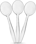Plasticpro Clear Plastic Soup Spoons Disposable Cutlery Medium Weight Utensils 100 Count