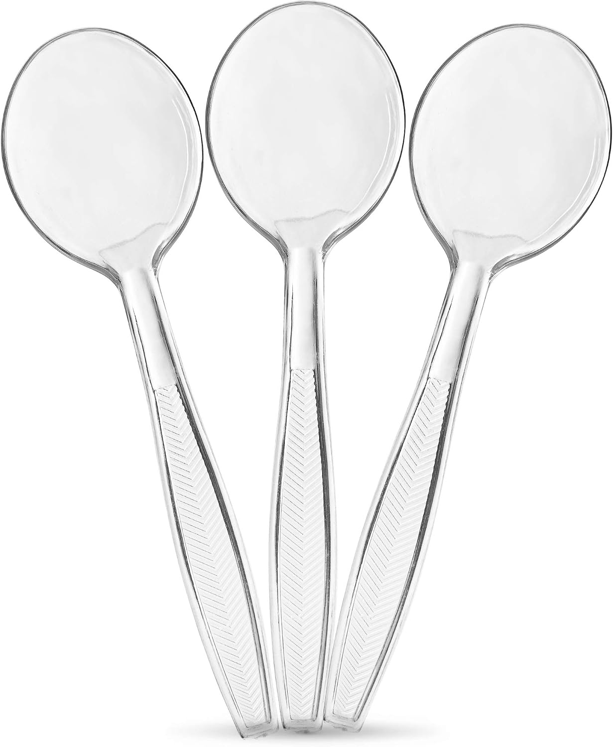 Plasticpro Clear Plastic Soup Spoons Disposable Cutlery Medium Weight Utensils 100 Count