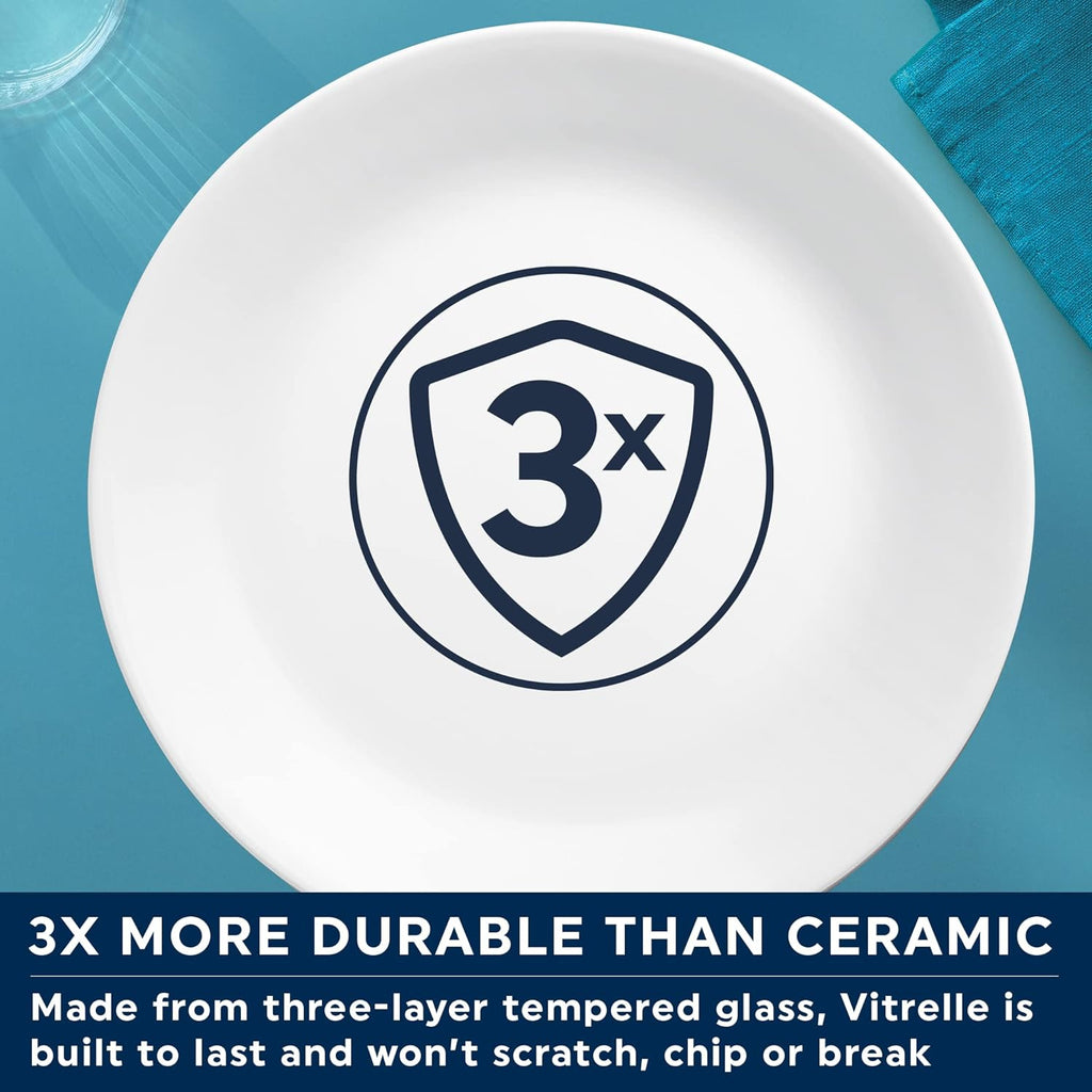 Corelle Vitrelle 4-Pieces 18-Oz Soup/Cereal Bowls Chip & Crack Resistant Glass Dinnerware Set Bowls  Winter Frost White