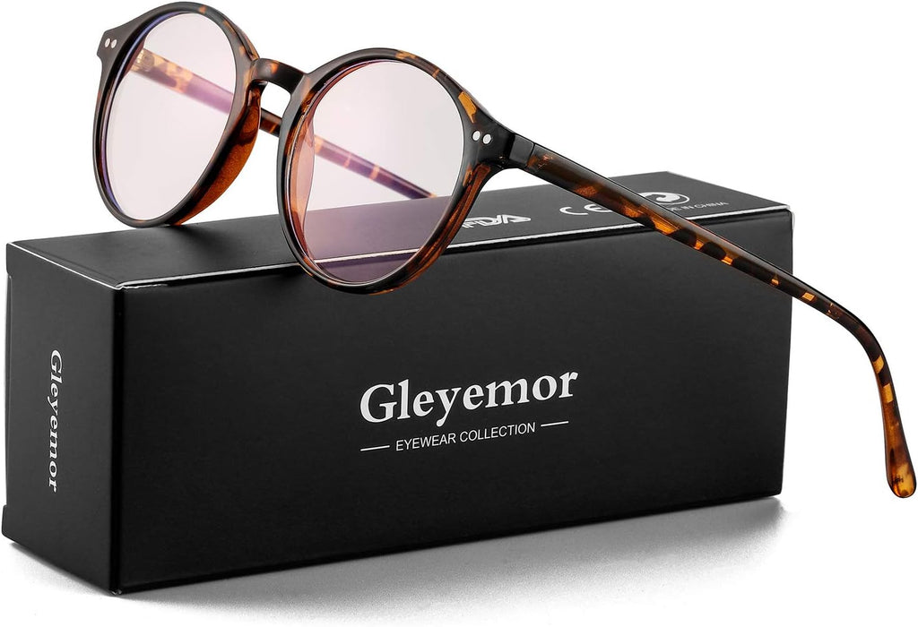 Gleyemor Blue Light Glasses for Men Women  Vintage Round Frame Computer Eyeglasses