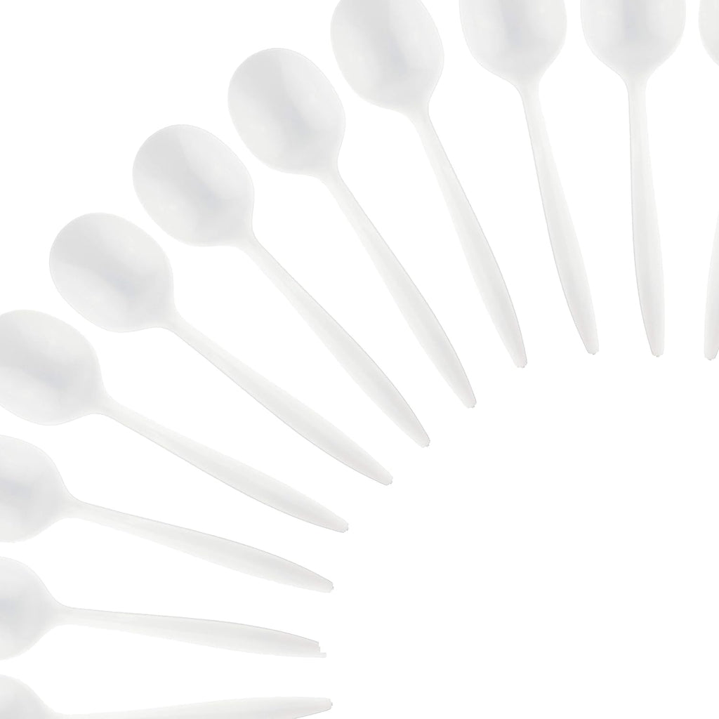 Plasticpro Cutlery 400 Mediumweight White Disposable Plastic Soup Spoons