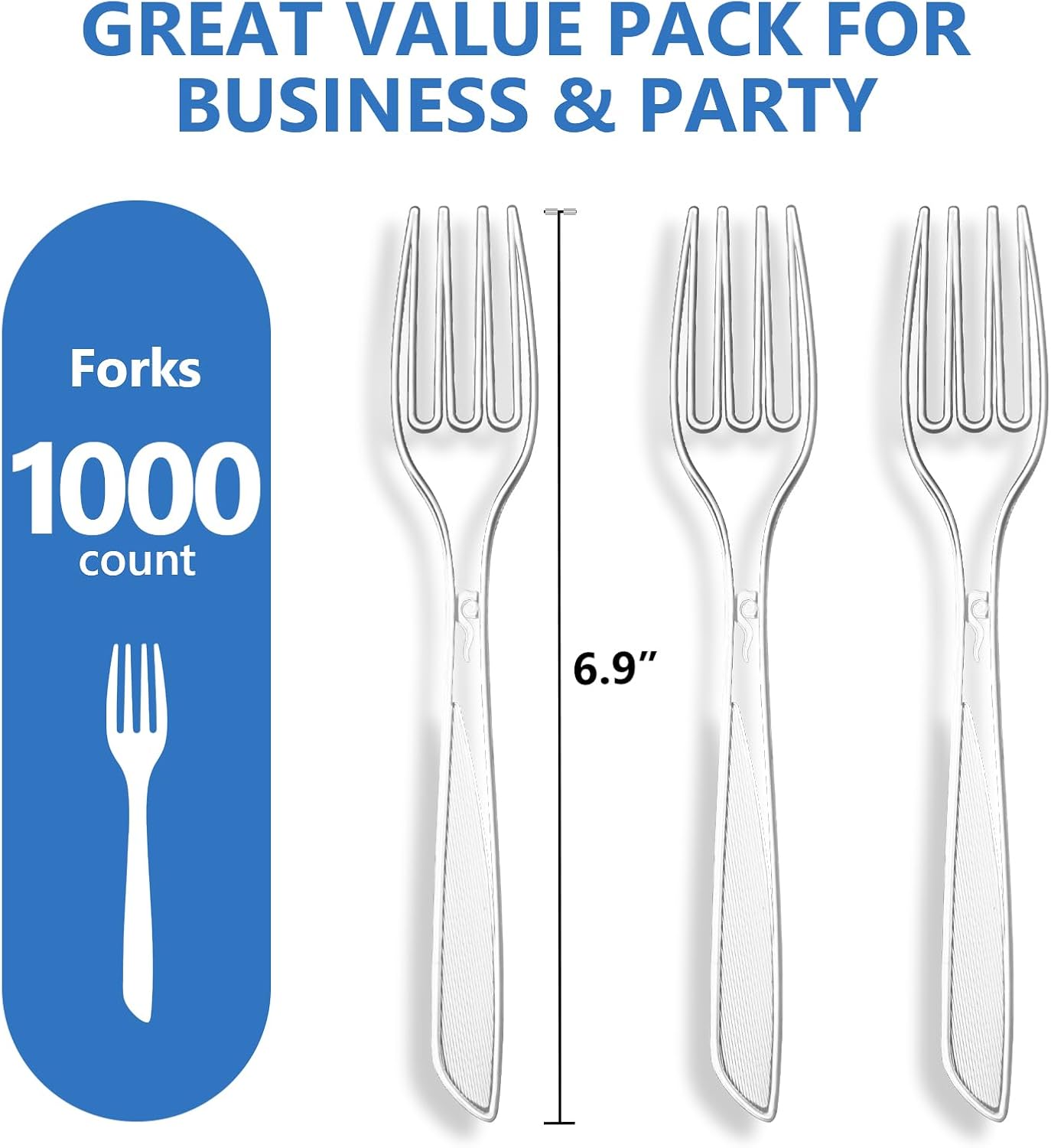 SACATR 1000 Count Heavy Duty Clear Plastic Forks BPA-Free Heat Resistant Disposable Plastic Forks Bulk  Solid Durable Premium Cutlery for Parties  Events and Everyday Use