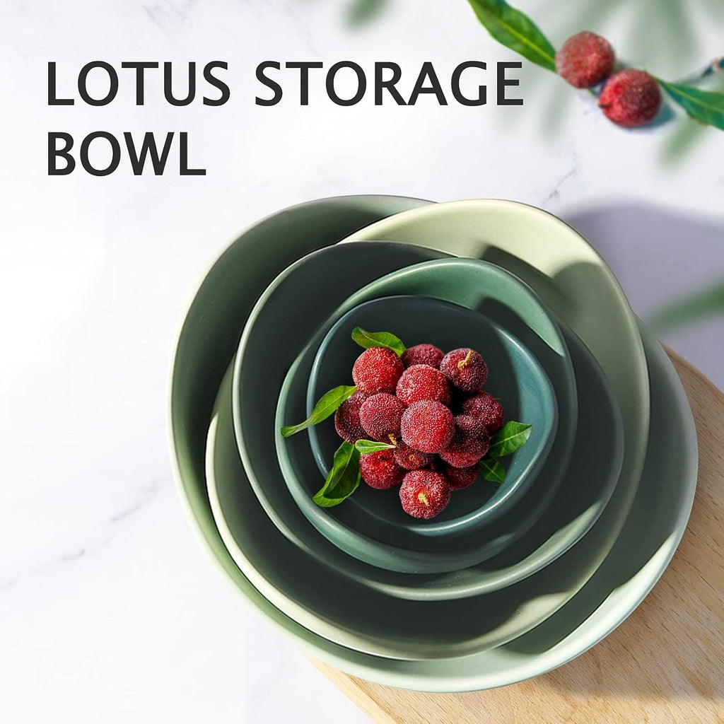Notakia Salad Decorative Bowls Lotus Shaped Pasta Bowls Dishwasher Safe  Unique Angled Ceramic Bowls for Salad  Pasta  Soup  Rice  Prep  Ideal for Restaurant (Green)