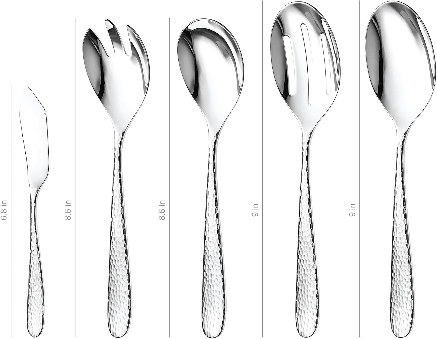Matte Silverware Set  18/10 Stainless Steel Satin Flatware  Modern Brushed Finish Cutlery  Dishwasher Safe & Durable  Built to Last (10-Piece Serving Set  Fidenza Hammered)