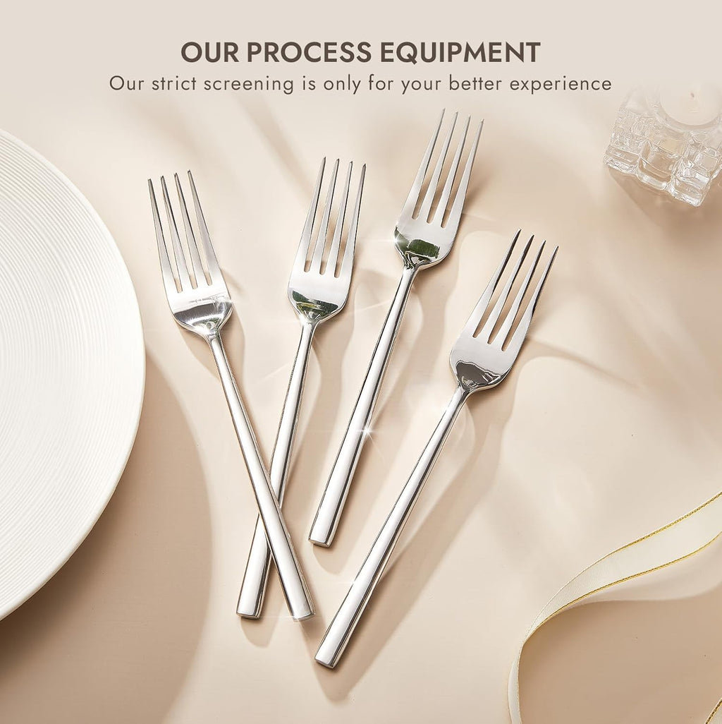 KINGSTONE Dinner Forks Set  4-Piece Silverware Flatware Cutlery Dessert Forks (8.3-Inch)  Forged Food-Grade Stainless Steel  Mirror Finish & Dishwasher Safe  Use for Kitchen  Home  Wedding  Party