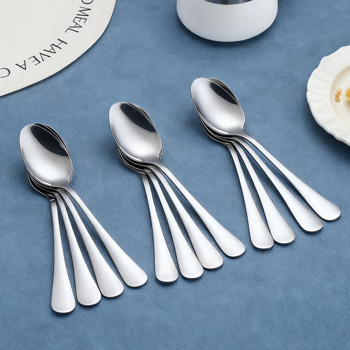 Berglander Dinner Spoons Set 24pcs  7.36" Food Grade Stainless Steel Silverware Soup Spoon Tablespoon for Home  Kitchen or Restaurant Mirror Polished  Dishwasher Safe