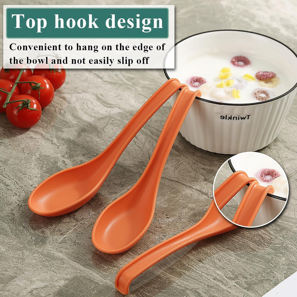 Kyraton Soup Spoons 24 Pieces  Reusable Plastic Table Spoon  Sturdy and Durable Asian Dinner Spoon Made of Food Grade PP  BPA Free  Easy Clean  Dishwasher Safe