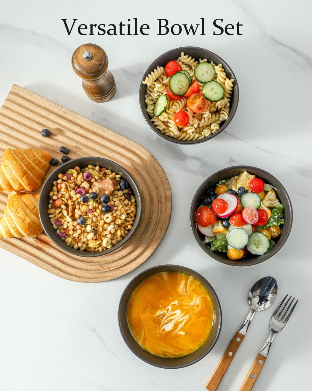 Cereal Bowls  24 oz Soup Bowls Set of 4  Ceramic Bowls Set for Salad  Fruit  Breakfast  Dessert  Stoneware Bowls for Kitchen  Dishwasher & Microwave Safe  Matte Black
