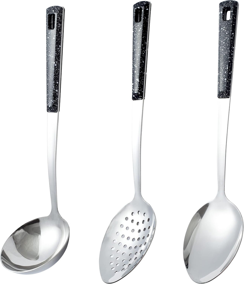 3-Piece Stainless Steel Serving Spoons Set with Slotted Spoon  Serving Spoon and Perforated Spoons  soup ladle kitchen cooking utensils set