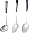 3-Piece Stainless Steel Serving Spoons Set with Slotted Spoon  Serving Spoon and Perforated Spoons  soup ladle kitchen cooking utensils set