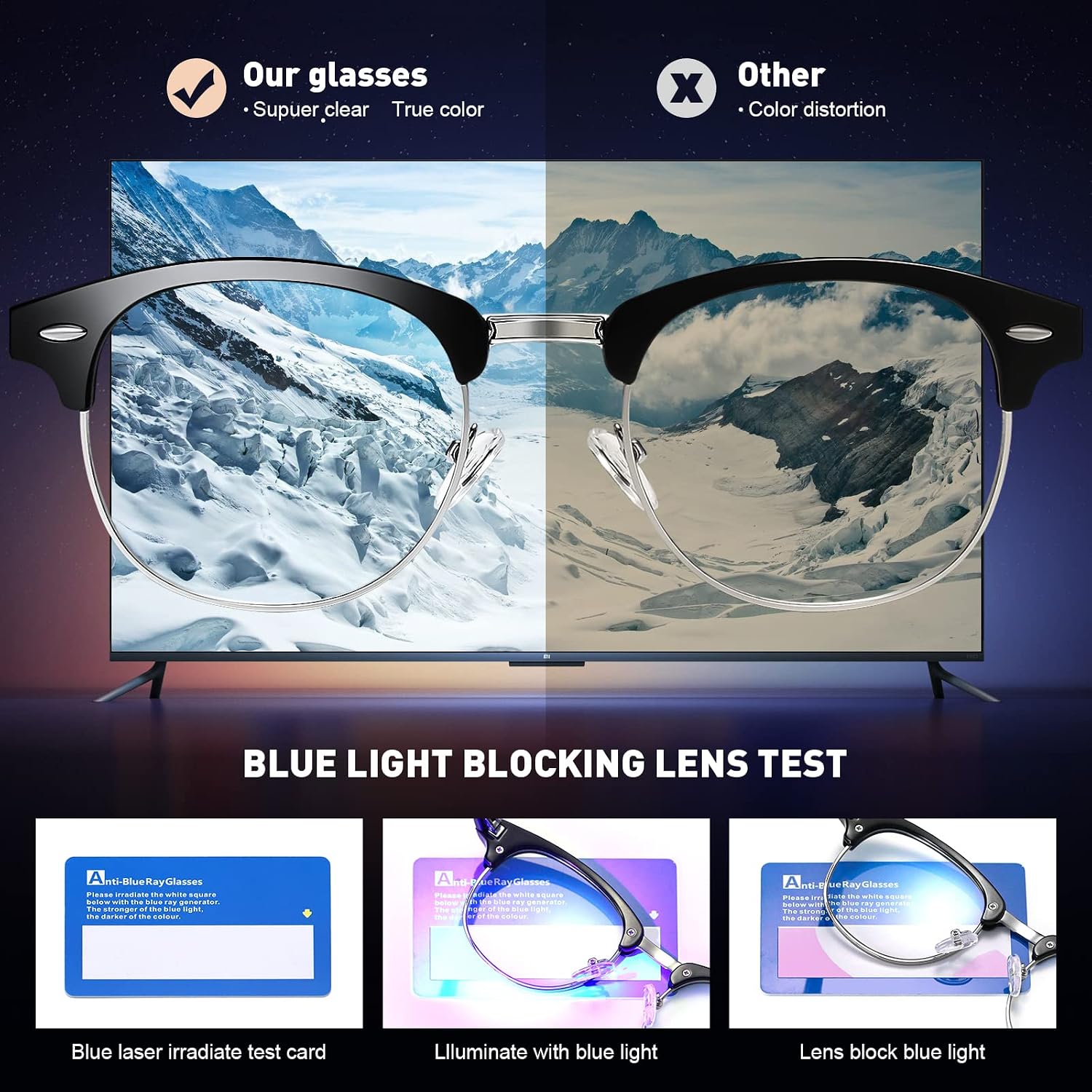 Blue Light Blocking Glasses Vintage Half Frame UV Clear Lens Anti Eyestrain Computer Gaming Glasses for Women Men