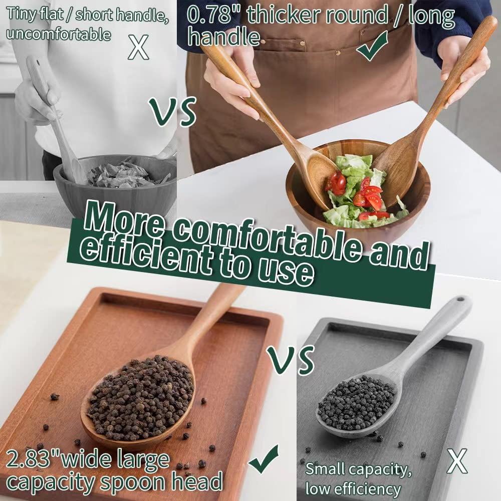 Wood Spoon  Healthy Acacia Wooden Cooking Spoons  Durable Kitchen Serving Spoon Scooper  Non Scratch Wood Ladle Tableware For Cooking  Serving Salad  Stirring Soup  Easy to use