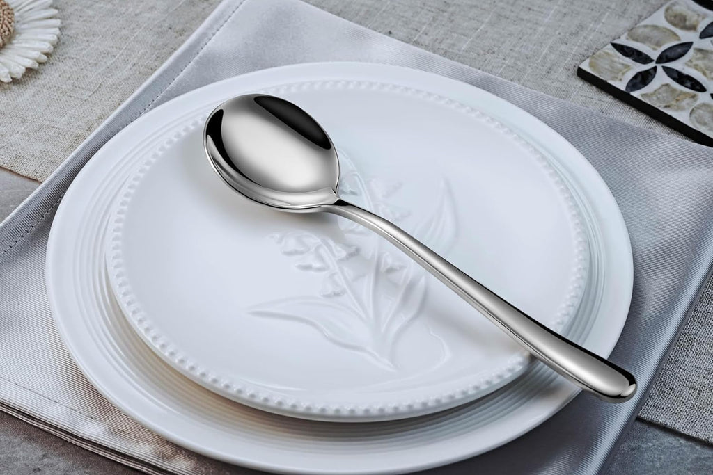 Soup Spoons Stainless Steel Round Soup Spoons Set of 4 Dishwasher Safe