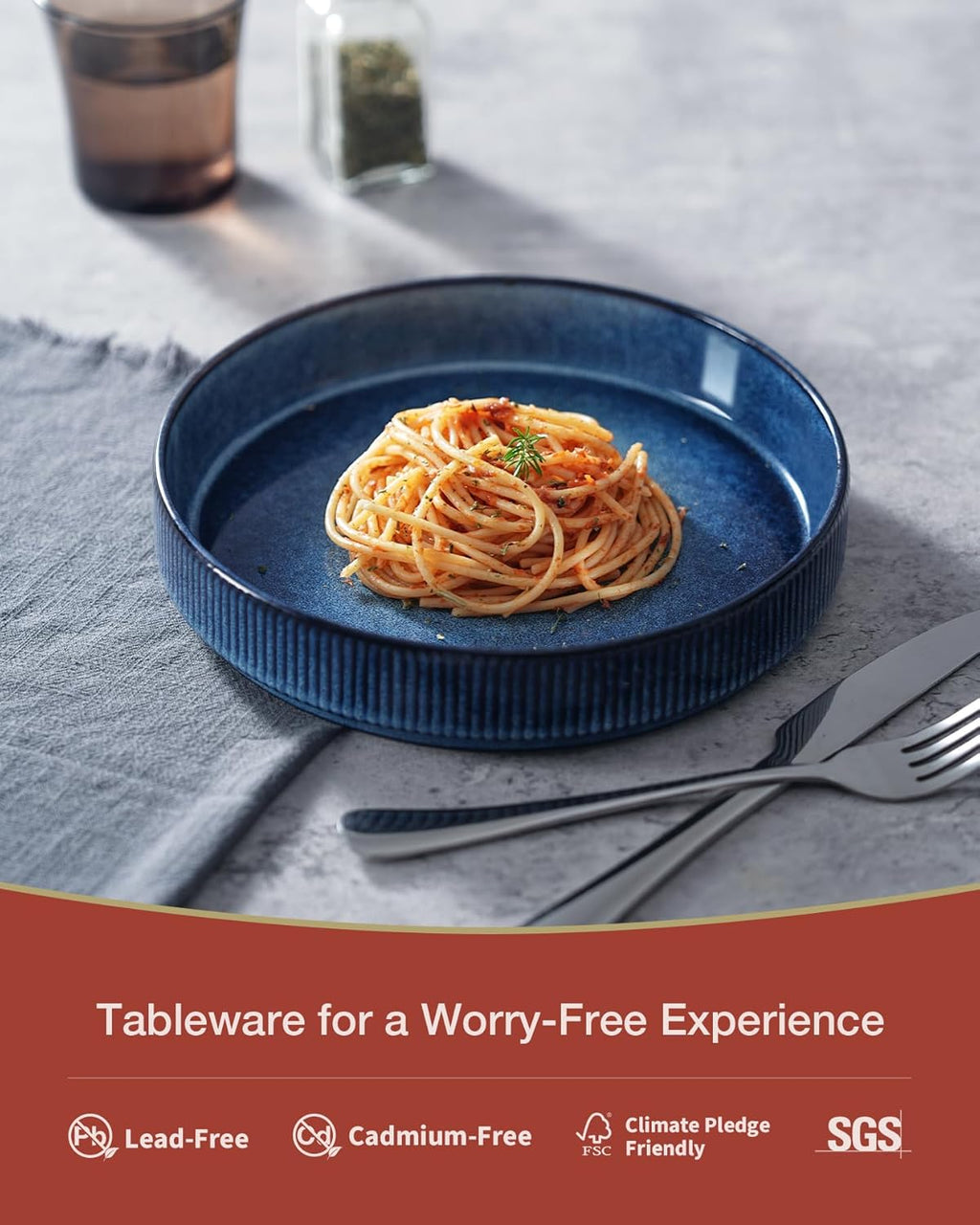 famiware Star 7.5" Pasta Bowls Set  Salad Bowl Set of 4  Double Reactive Glaze  Stackable  Ideal for Your Friend for Housewarming  Festivals  Nebulas Blue