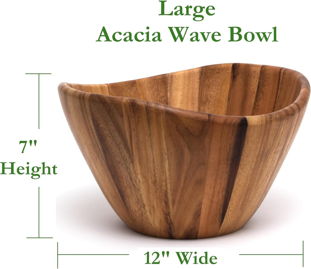 Lipper International Large Wavy Bowl  Acacia