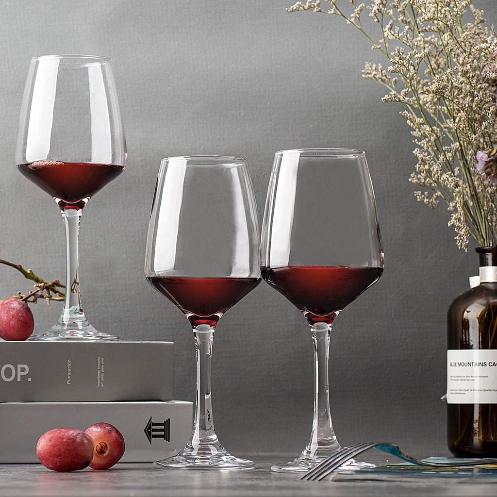 C CREST Wine Glasses Set of 8  12oz  Lead-free  Clear  Durable Glassware