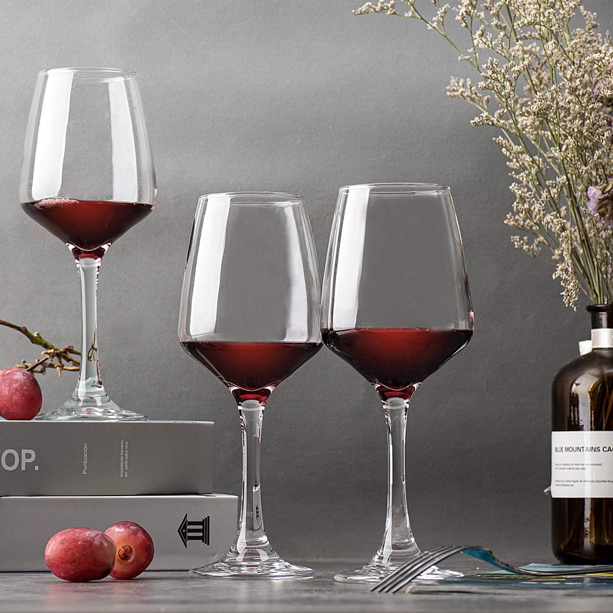 C CREST Wine Glasses Set of 8  12oz  Lead-free  Clear  Durable Glassware