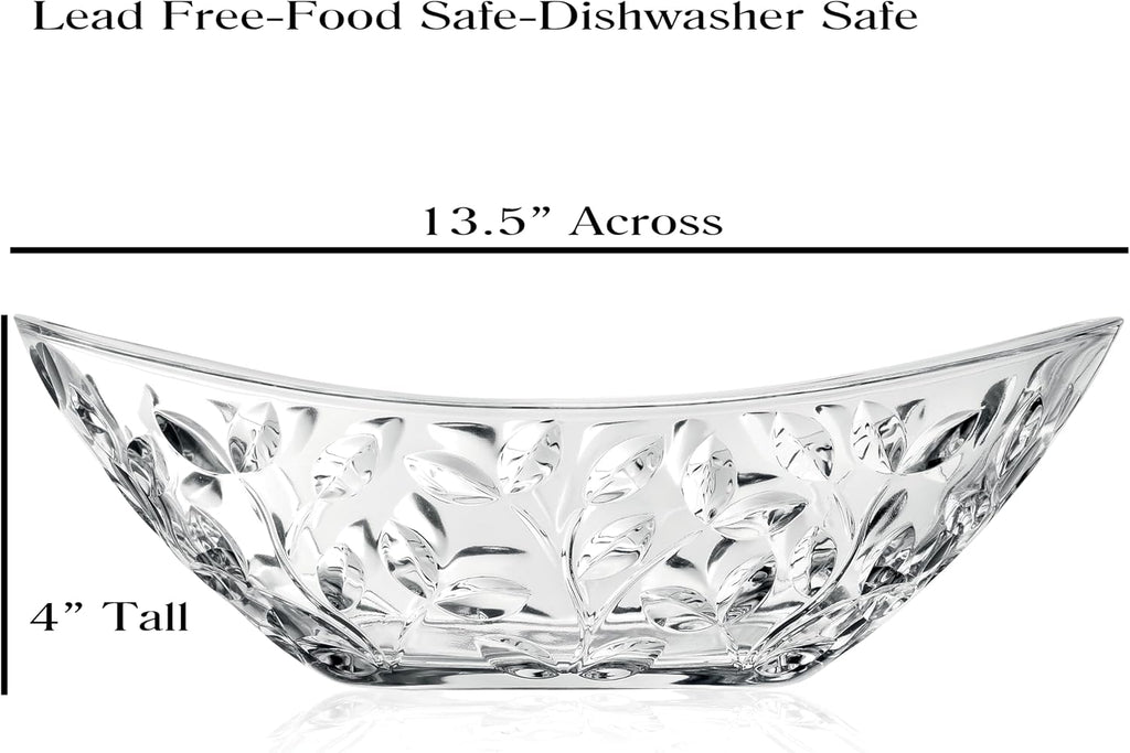 Lorren Home Trends Laurus 13.5" Crystal Oval Bowl