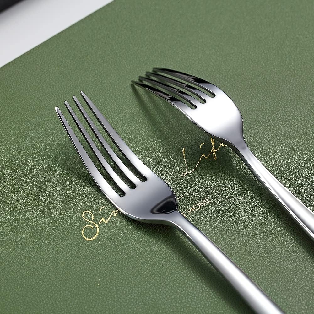 Stainless Steel Dinner Forks Set  6 Piece - Silverware for Home  Kitchen or Restaurant  Dishwasher Safe (Silver-8 Inch)