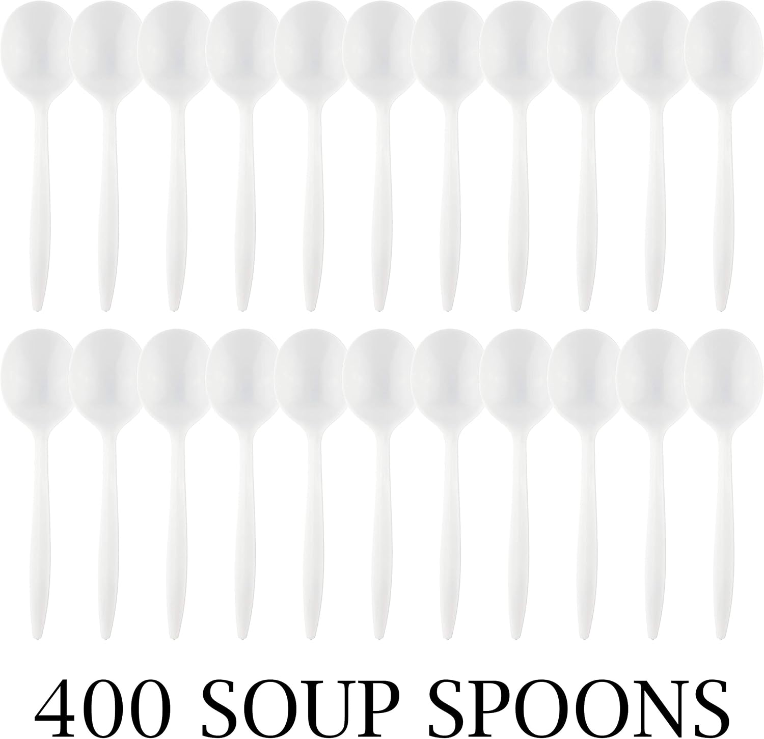 Plasticpro Cutlery 400 Mediumweight White Disposable Plastic Soup Spoons