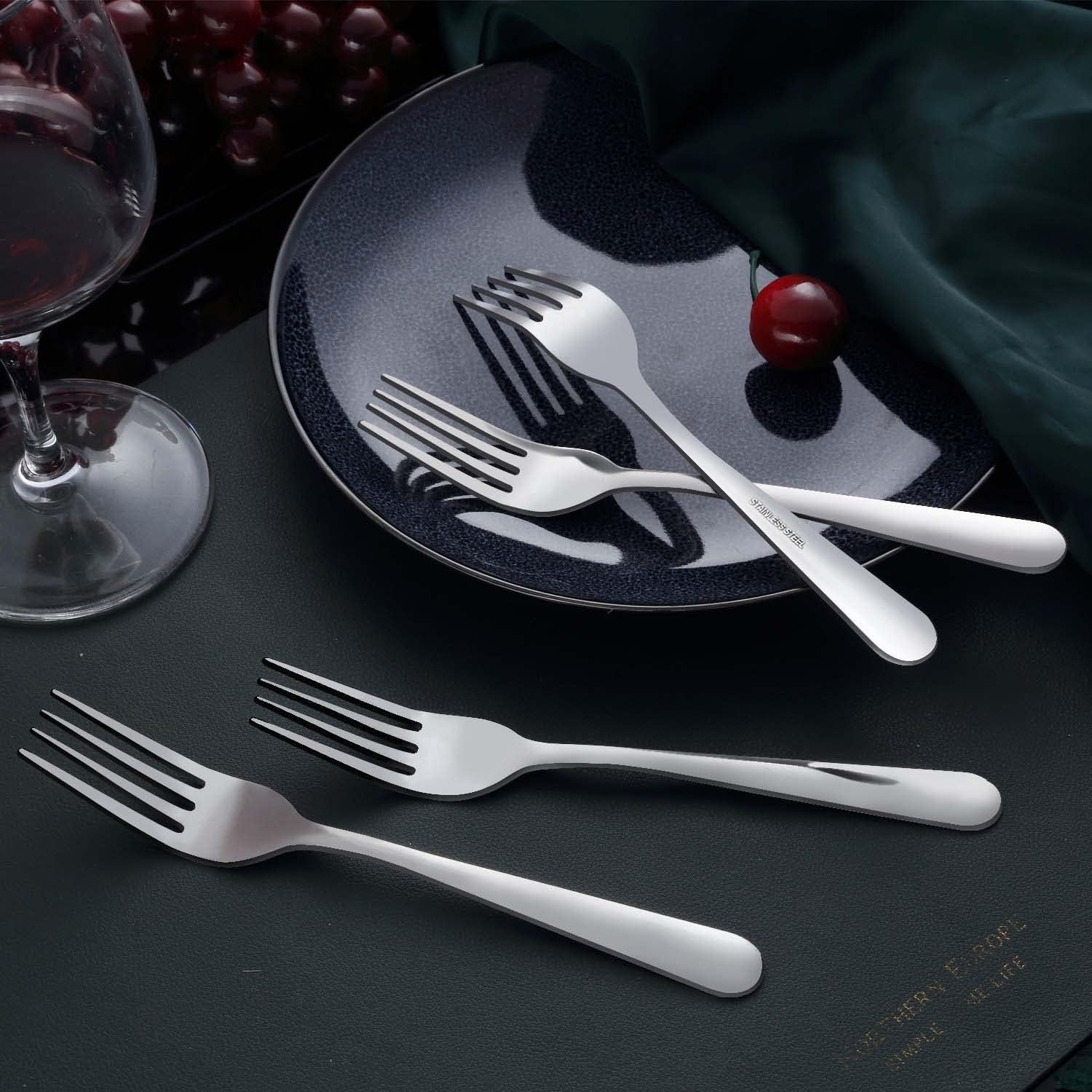 Unokit 24-Piece Stainless Steel Dinner Forks Silverware - 7.1 Inch Silver Dinner Forks Set of 24  Forks Set  Flatware Forks for Home  Kitchen or Restaurant  Mirror Polished  Dishwasher Safe