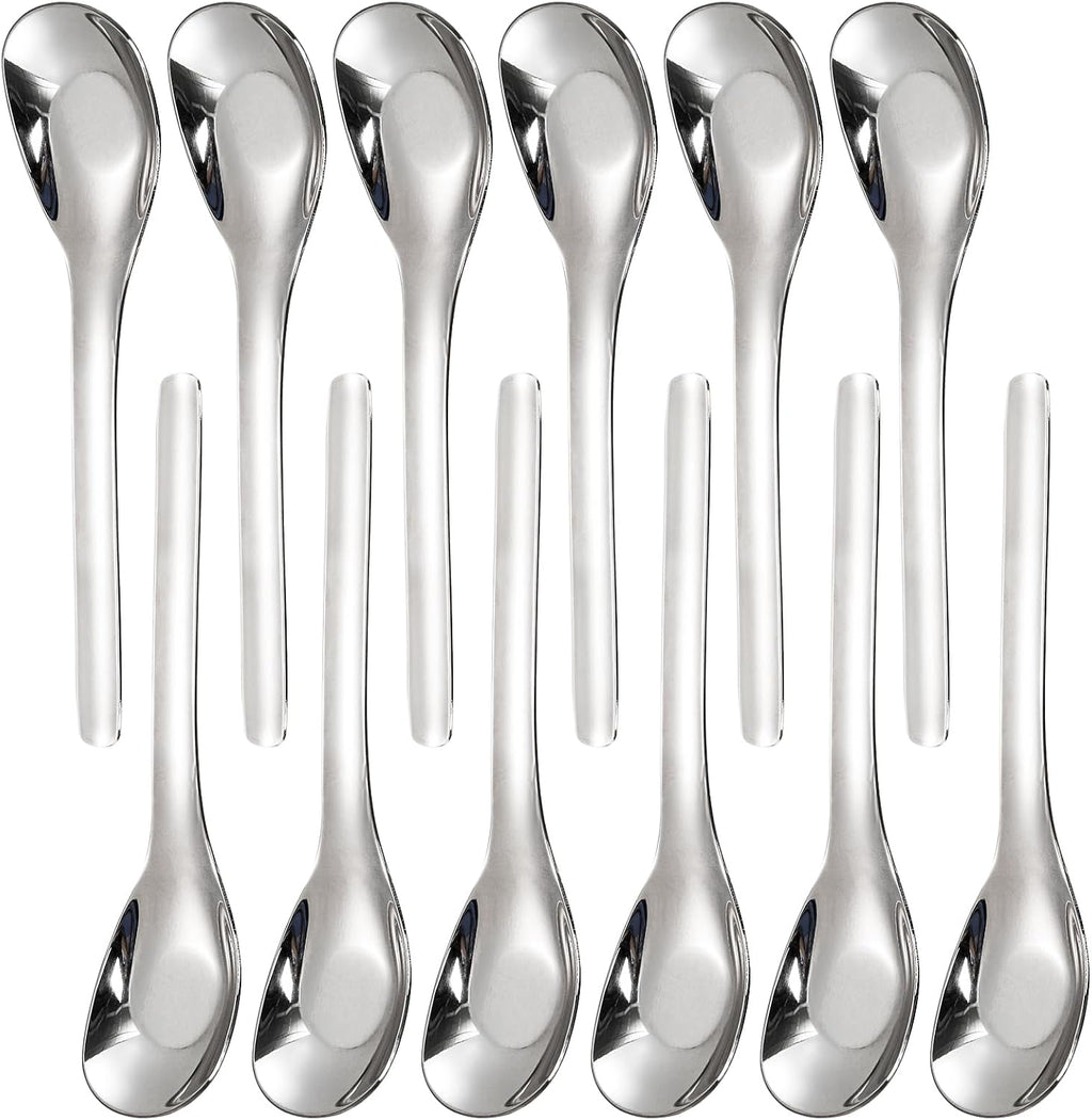 12 Pack Stainless Steel Soup Spoons  Premium Mirror Polished Chinese Dinner Spoons  Heavy Weight Table Spoon with Ergonomic Handle for Bouillon  Ramen  Pho  Wonton  Rice  Dishwasher Safe
