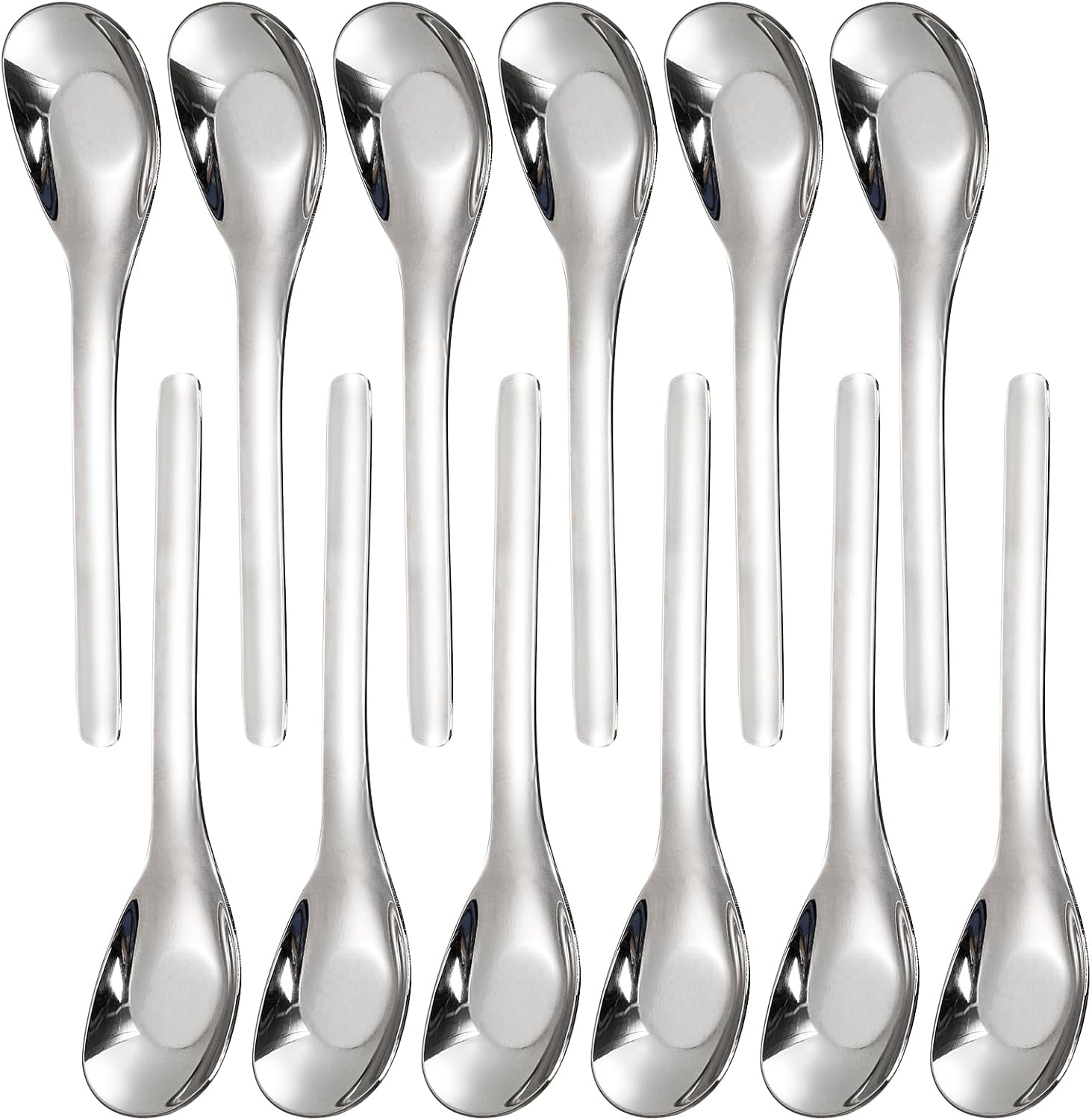 12 Pack Stainless Steel Soup Spoons  Premium Mirror Polished Chinese Dinner Spoons  Heavy Weight Table Spoon with Ergonomic Handle for Bouillon  Ramen  Pho  Wonton  Rice  Dishwasher Safe
