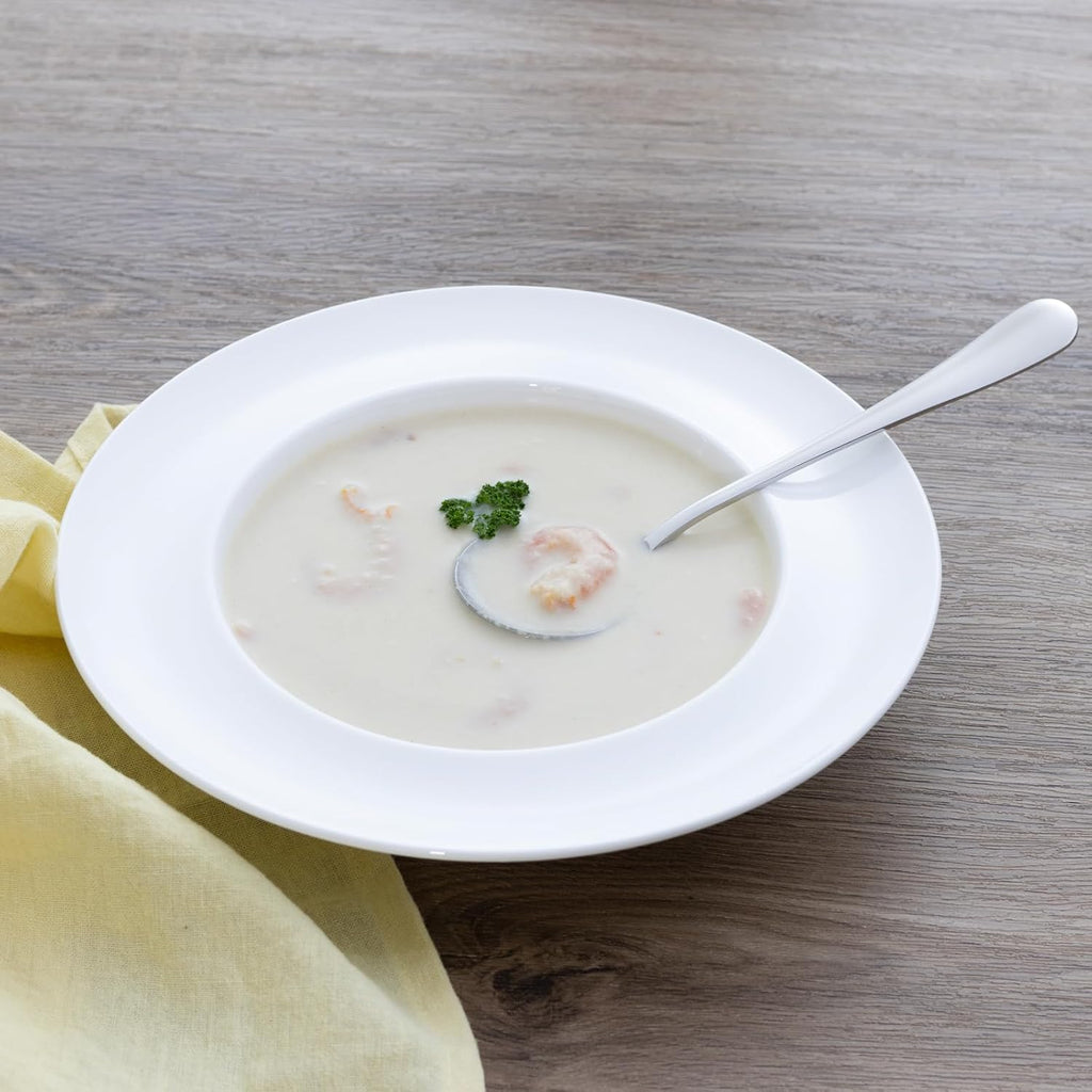 Premium 7.28" Soup Spoons Stainless Steel Round Spoons Set  18/8 stainless steel (SUS304)  Perfect for Soup  Ice Cream  Cereal  Gumbo  Chowder  Set of 8  Dishwasher Safe