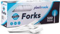 500 Count Extra Heavy duty Plastic Forks  Disposable White Fork  Heavyweight Bulk Cutlery for Dinner  Events  Catering  Parties & Takeout