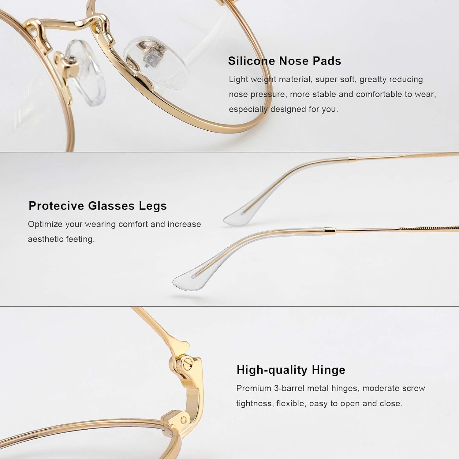 Small Metal Round Reading Glasses for Women Men Classic Vintage Retro Shades Blue Light Blocking Computer Readers