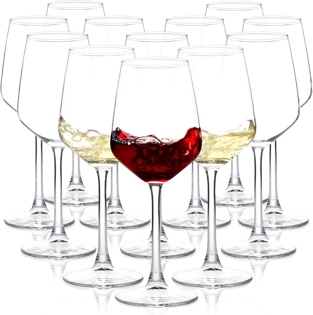 Wine Glasses Set of 12  12oz Clear Red/White Wine Cup  Long Stem Wine Glasses for Party  Wedding and Home